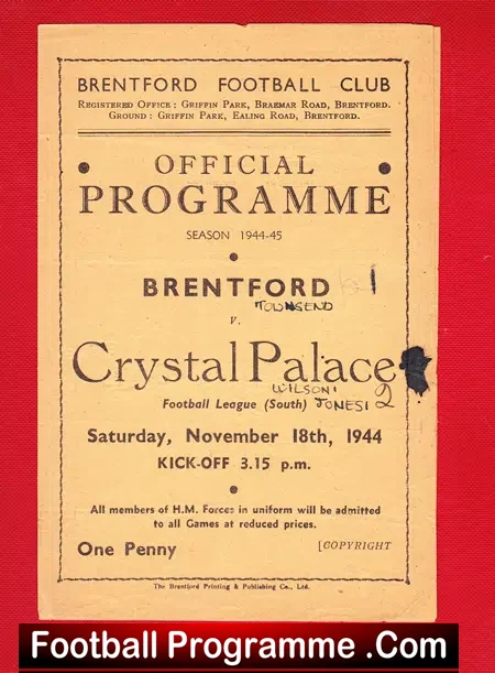 Brentford v Crystal Palace 1944