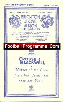Brighton Hove Albion v Shrewsbury Town 1954