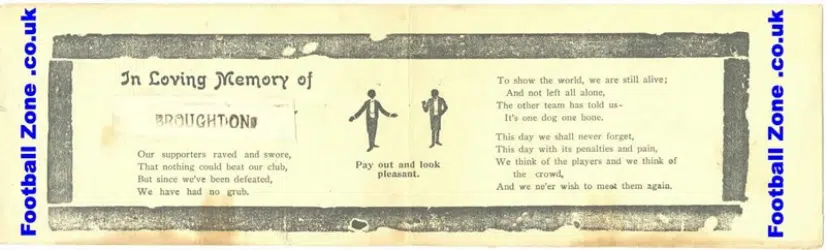 Broughton Rangers Rugby Mourning Card 1800’s