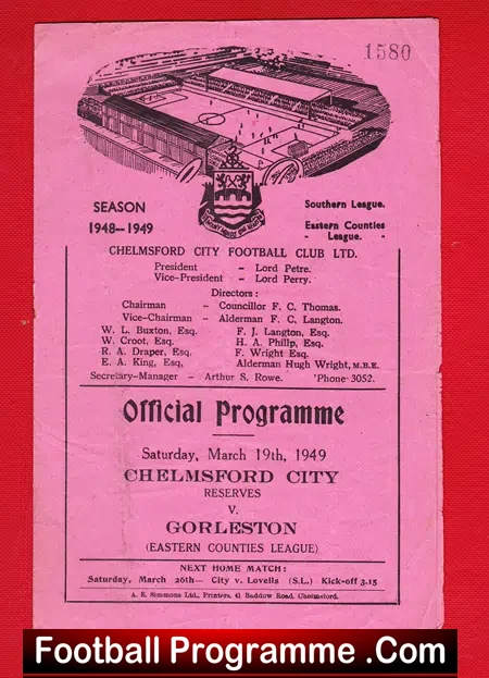 Chelmsford City v Gorleston 1949
