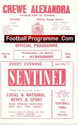 Crewe Alexandra v Aldershot 1962