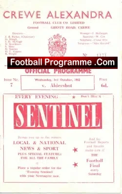Crewe Alexandra v Aldershot 1962