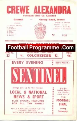 Crewe Alexandra v Colchester United 1962