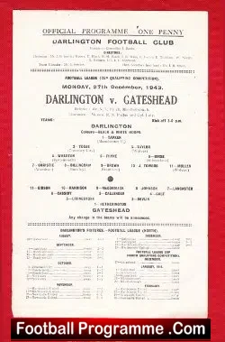 Darlington v Gateshead 1943 – 1944 – RARE