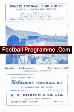 Dundee v Airdrieonians Airdrie 1958