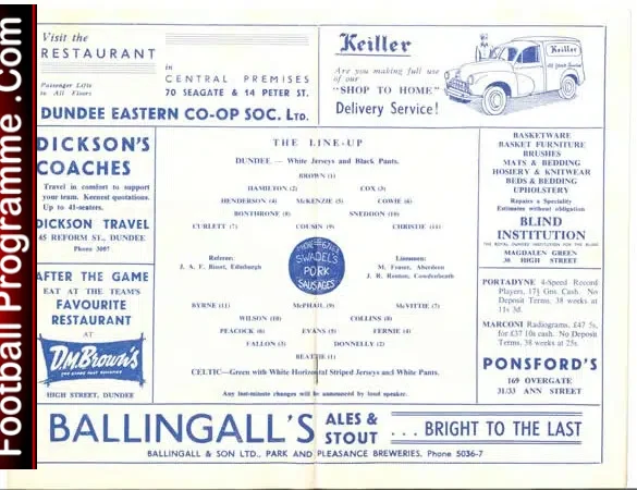 Dundee v Glasgow Celtic 1958