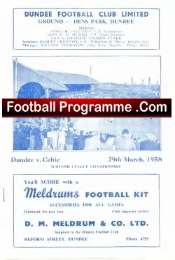 Dundee v Glasgow Celtic 1958