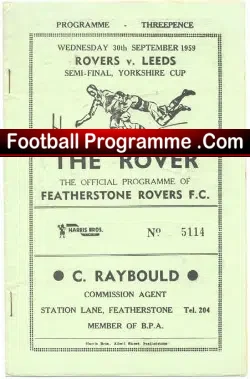 Featherstone Rovers Rugby v Leeds 1959 – Yorkshire Semi Final