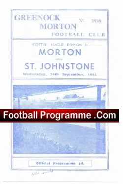 Greenock Morton v St Johnstone 1962 - football programme
