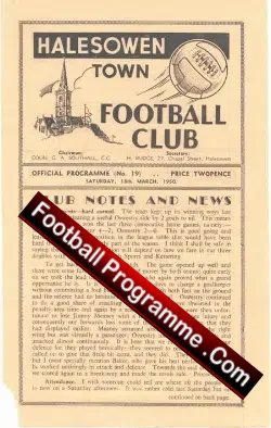 Halesowen Town v Wellington Town 1950