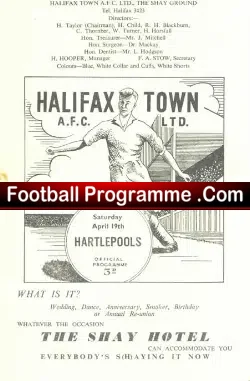 Halifax Town v Hartlepool United 1958