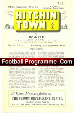Hitchin Town v Ware 1956