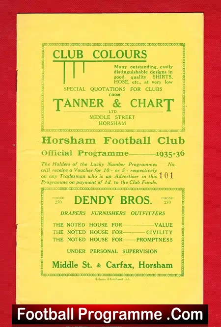 Horsham v Worthing 1935 – 1930s Football Programme