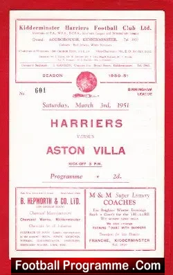 Kidderminster Harriers v Aston Villa 1951