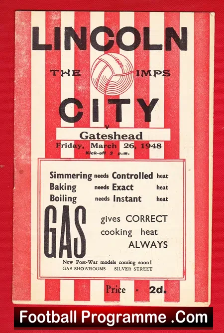 Lincoln City v Gateshead 1948
