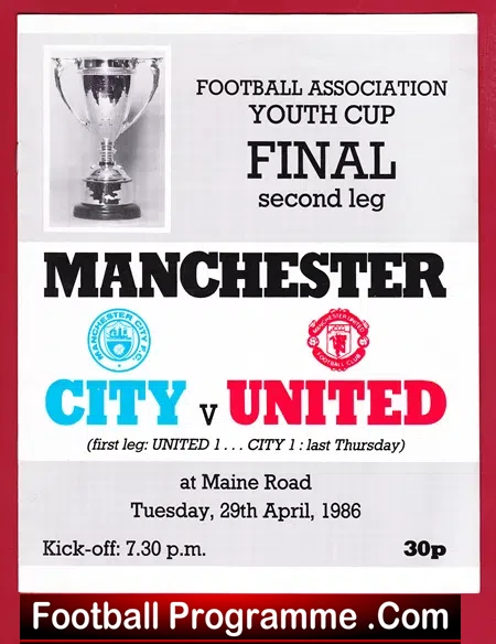 Manchester City v Manchester United 1986 Youth Cup Final 2nd Leg