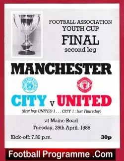 Manchester City v Manchester United 1986 Youth Cup Final 2nd Leg