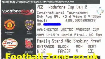 Manchester United Tournamet Ticket U15’s World Final 2004