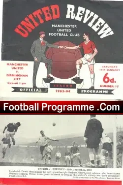Manchester United v Birmingham City 1964 - George Best 1st Name - football programme