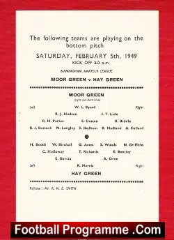 Moor Green v Hay Green 1949 – Amateur League
