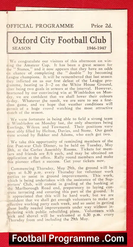 Oxford City v Leytonstone 1947