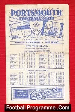 Portsmouth v Chelsea 1946 – 1940s Football Memorabilia