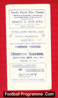 Potton United v Marston Shelton 1951