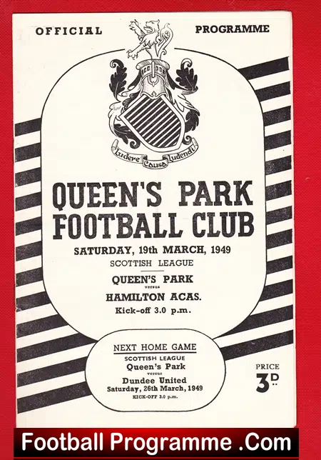 Queens Park v Hamilton Academical 1949 – Accies