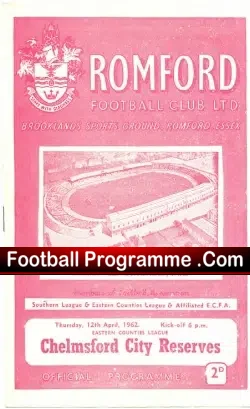 Romford v Chelmsford City 1962 – Reserves Match