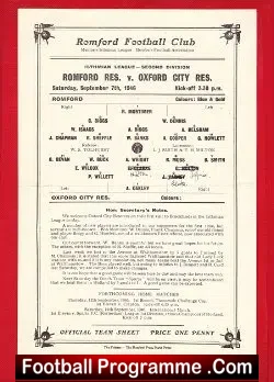 Romford v Oxford City 1946 – Reserves Isthmian League