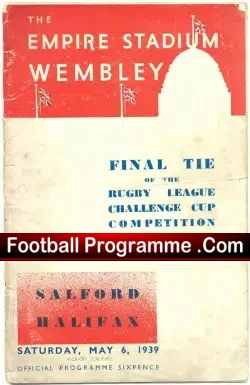 Salford Rugby v Halifax 1939 – Rugby League Cup Final