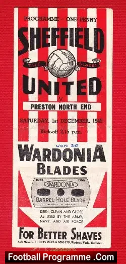 Sheffield United v Preston 1945 – 1940s Programme