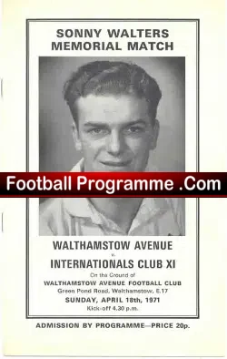 Sonny Walters Benefit Match Testimonial Walthamstow Avenue 1971