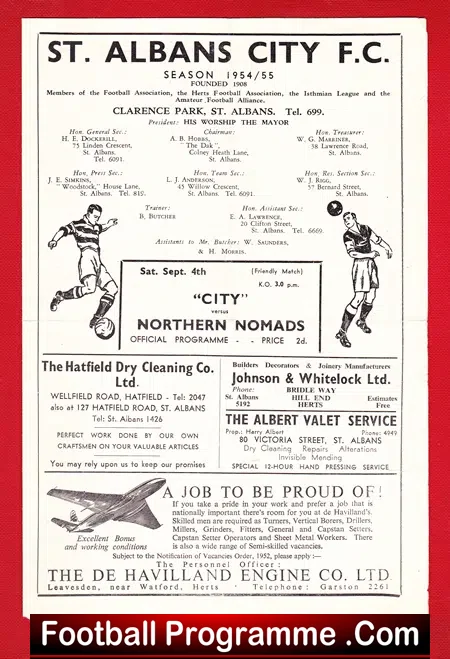 St Albans City v Northern Nomads 1954