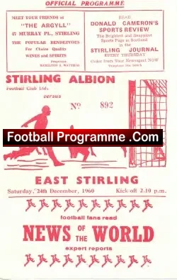 Stirling Albion v East Stirlingshire 1960 – 1960s Scottish