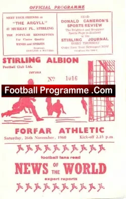 Stirling Albion v Forfar Athletic 1960