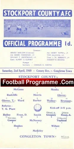 Stockport County v Congleton Town 1949