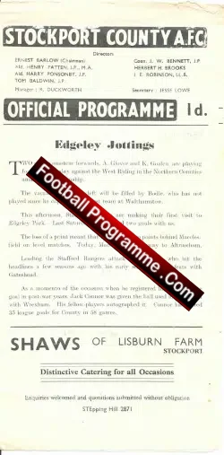 Stockport County v Stafford Rangers 1953