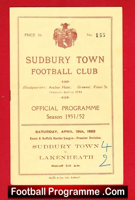 Sudbury Town v Lakenheath 1952