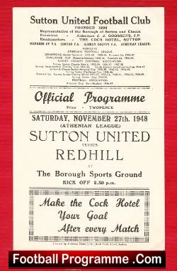 Sutton United v Redhill 1948 – Athenian League