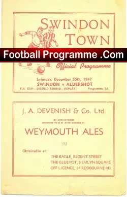 Swindon Town v Aldershot – FA Cup Replay 1947