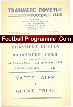 Tranmere Rovers v Ellesmere Port 1948 - football programme