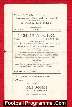Tredomen v Tynte 1946 – Welsh pêl-droed Wales Cymru