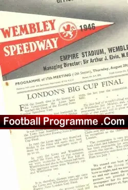 Wembley speedway v Wimbledon Cup Final 1946 - speedway programme