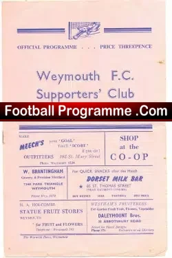 Weymouth Football Testimonial Benefit Match 1955 Dave ?
