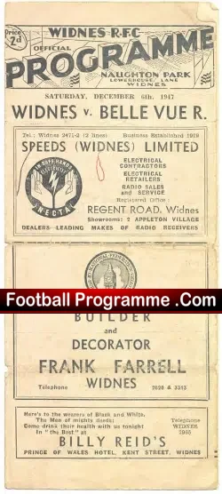 Widnes Rugby v Belle Vue Rangers 1947