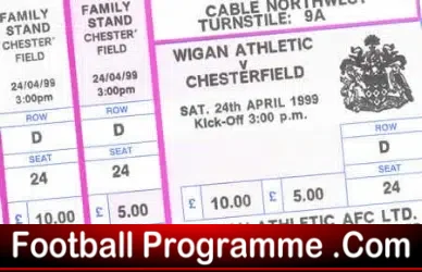 Wigan Athletic v Chesterfield 1999 – Football Ticket Unused