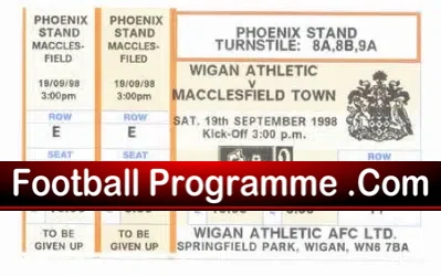 Wigan Athletic v Macclesfield Town 1999 – Unused Ticket