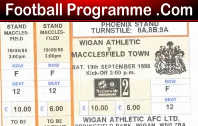 Wigan Athletic v Macclesfield Town 1999 – Football Ticket Unused