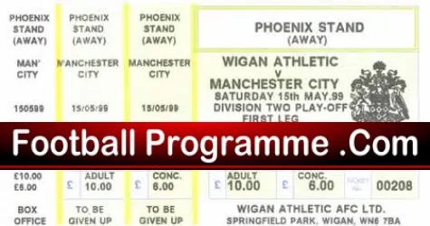 Wigan Athletic v Manchester City 1999 – Full Ticket Play Off